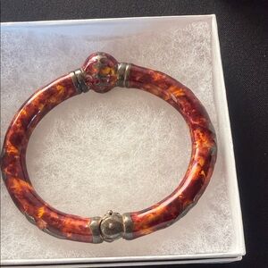 Elegant Marbled Bronze and Silver Bracelet